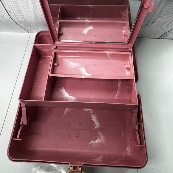 Caboodles On-The-Go-Girl Makeup Case Retro Marble Pink with Mirror - Picture 4 of 9